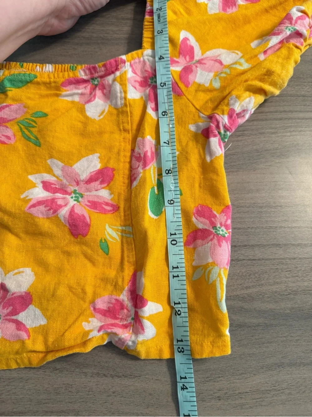 Old Navy Yellow Floral Puff Sleeve Crop Top